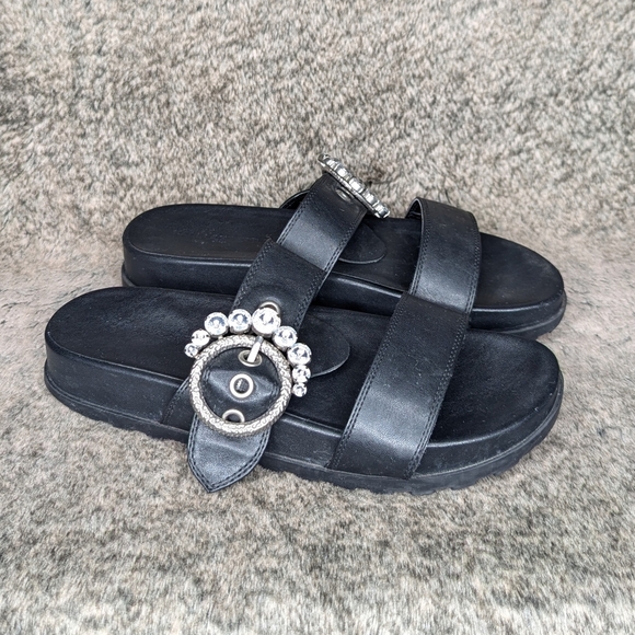 Karl Lagerfeld Paris Brinda Embellished Slide Sandal  Black Women's 9 - Picture 1 of 9